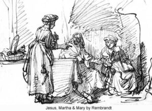 Rembrandt Sketch of Jesus Martha and Mary